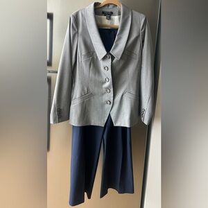 Etcetera Gray Blazer & Navy Pants Suit Set Mixed Size 14 Jacket 12 Pants
